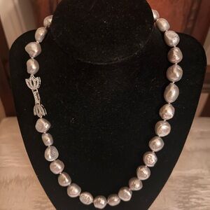 Silver grey freshwater lustrous pearl Necklace
